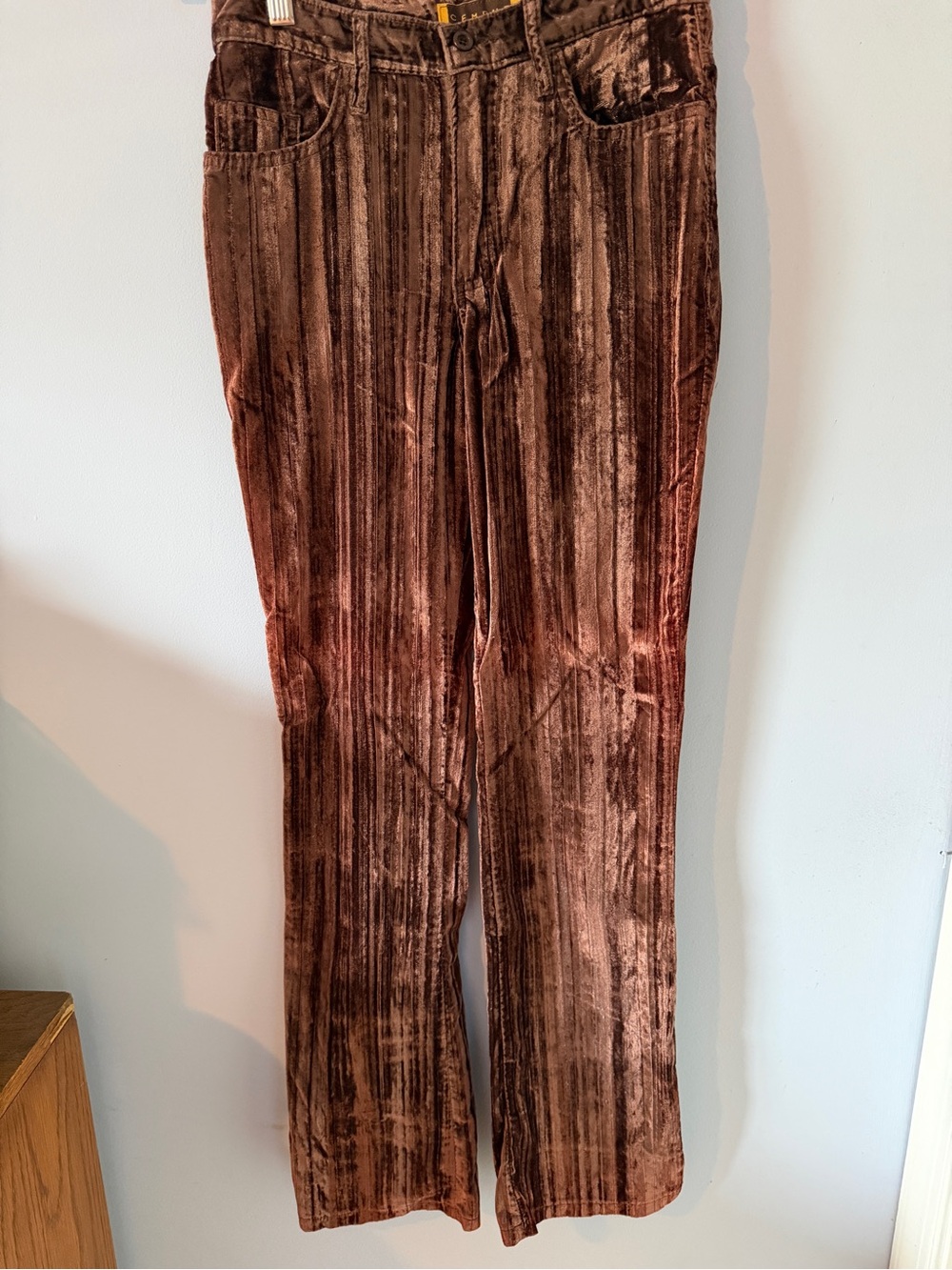 Vintage Brown Velvet Boot Cut Pants